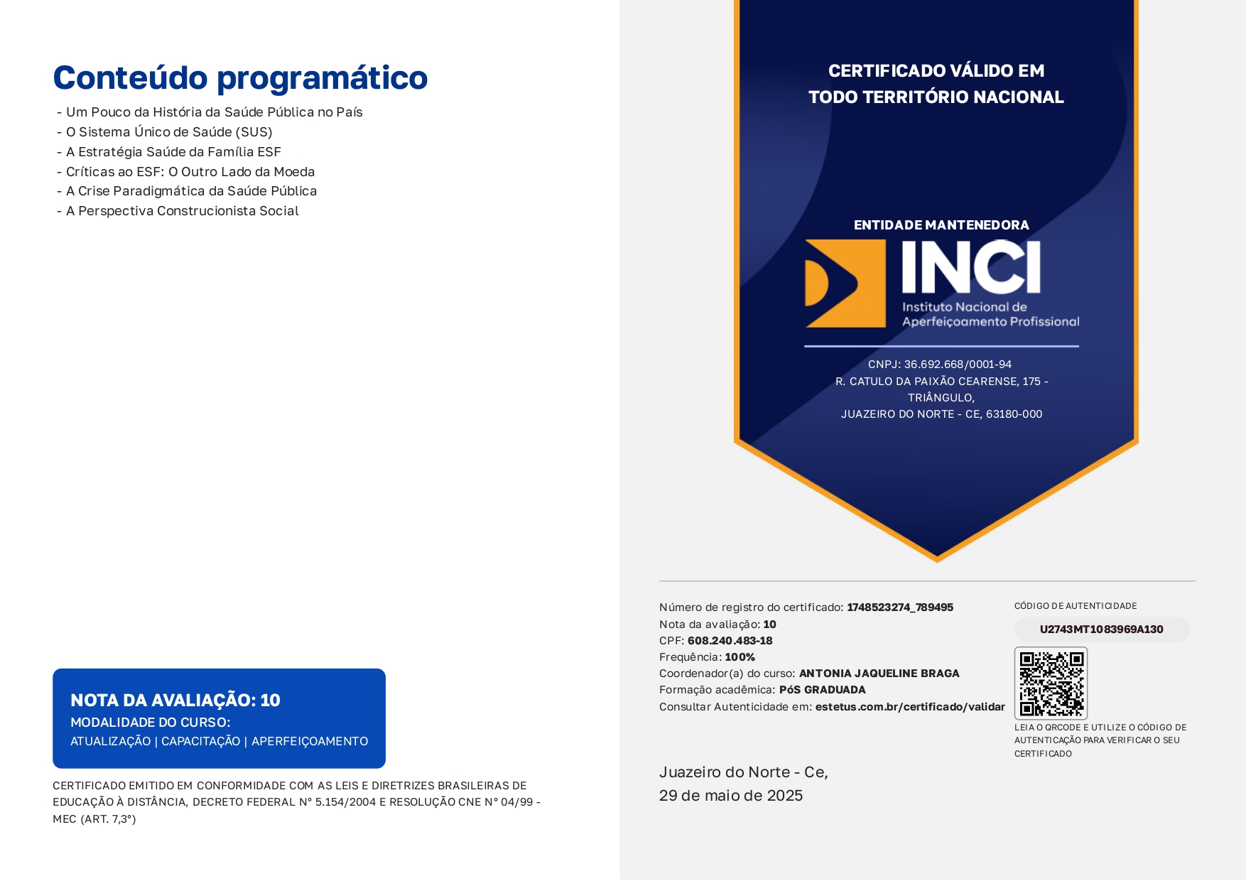 modelo verso certificado